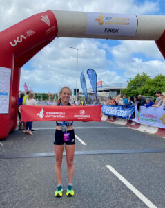 Winner of the female elite race at the JCP Swansea Half Marathon - Natasha Cockram